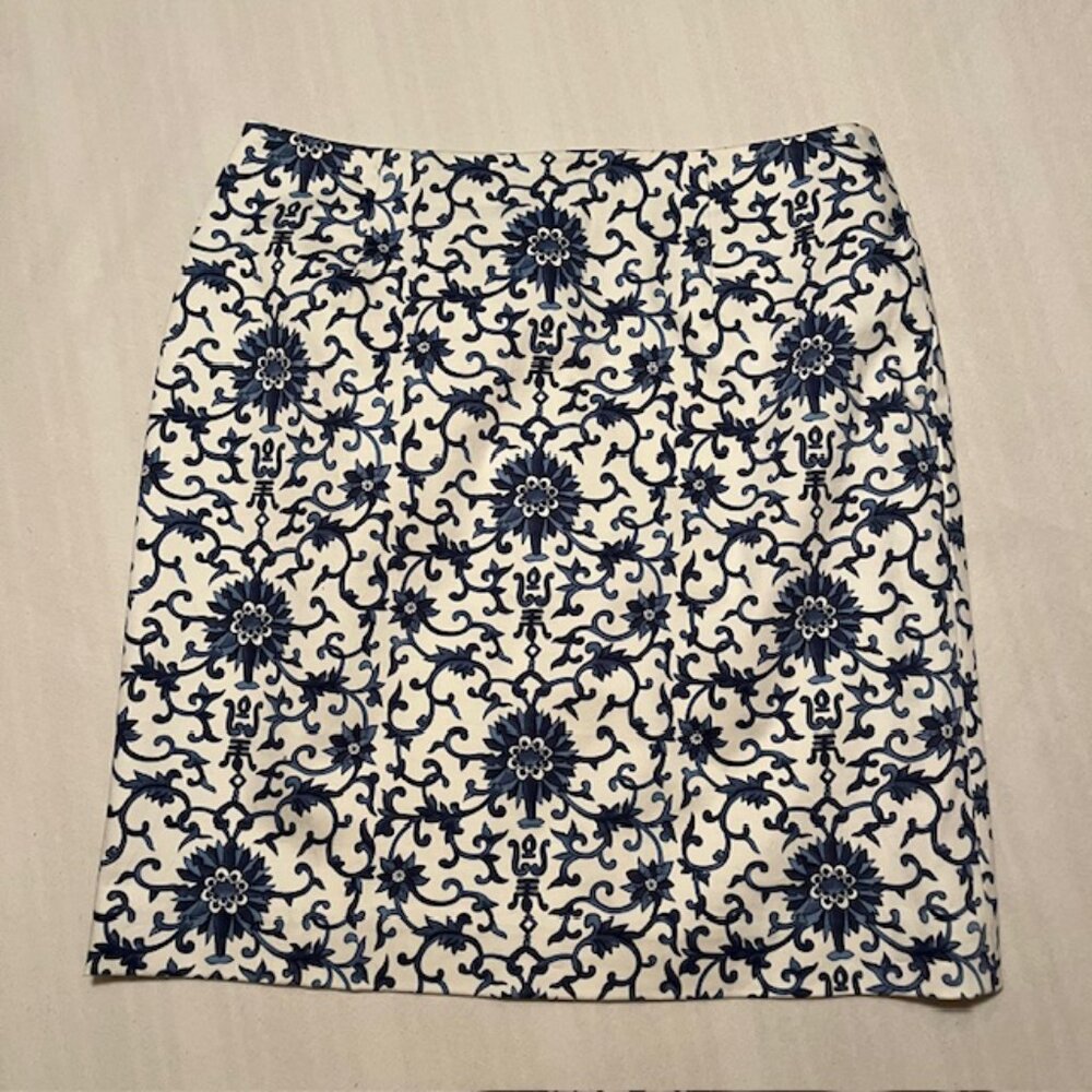 Skirt Lauren Ralph Lauren Blue White Floral SZ 10